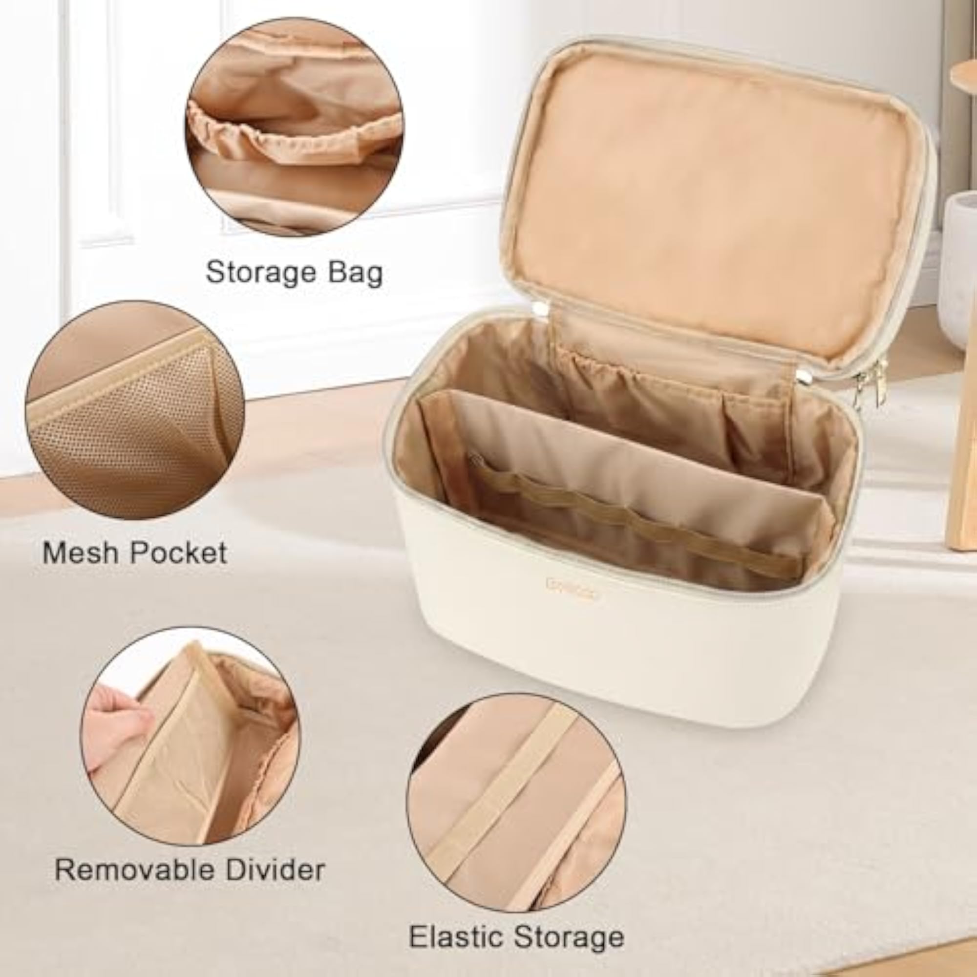 Large Double-Layer Travel Makeup Bag with Mirror
